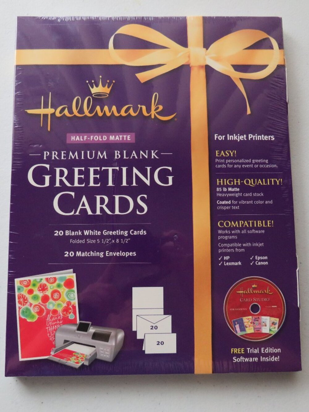 Hallmark Premium Blank White Greeting Cards Pack of 20 Cards and Envelopes